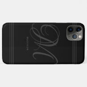 Zwart en grijs minimalistisch monogram en naam Hoe Case-Mate iPhone Case (Achterkant (horizontaal))