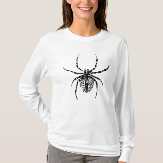 Zwart en grijs Minimalistisch Schattige Spider T-s T-shirt (Voorkant)