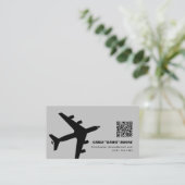 Zwart en Grijs Modern KC-135 Vliegtuig Visitekaartje (Staand voorkant)