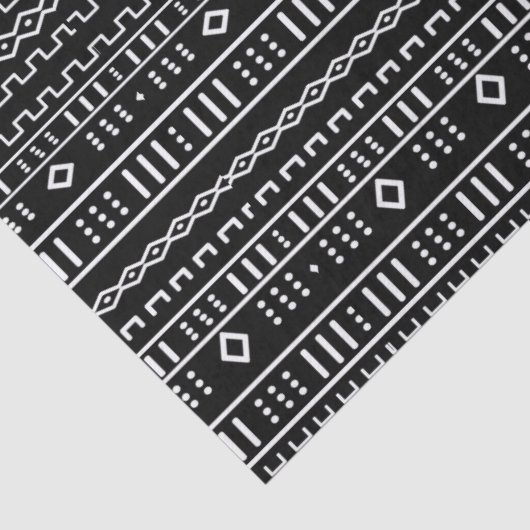 Zwart en grijs Modern Mudcloth Tissuepapier (Detail)