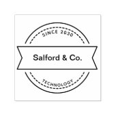 Zwart en grijs Modern Technology Circle Logo Zelfinktende Stempel (Design)