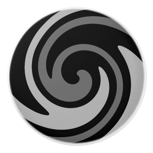 Zwart en grijs moderne abstracte swirl keramische knop (Voorkant)