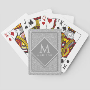 Zwart en grijs moderne geometrische golvende gebog pokerkaarten