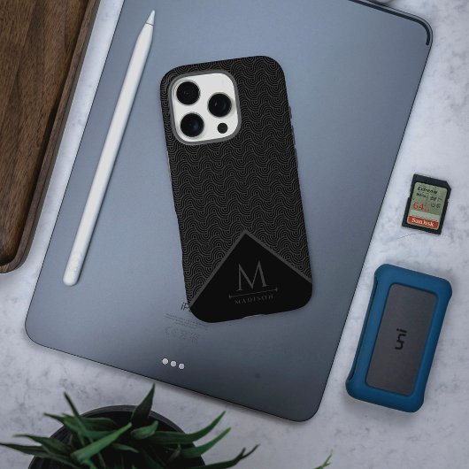 Zwart en grijs Moderne geometrische Wavy gebogen l Case-Mate iPhone Case