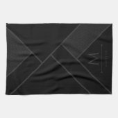 Zwart en grijs Moderne geometrische Wavy gebogen l Theedoek (Horizontaal)