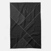 Zwart en grijs Moderne geometrische Wavy gebogen l Theedoek (Verticaal)