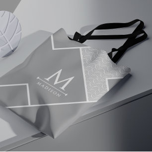 Zwart en grijs Moderne geometrische Wavy gebogen l Tote Bag