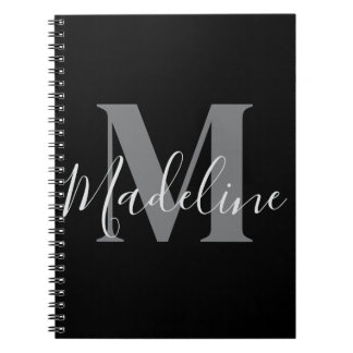 Zwart En Grijs Monogram Elegant Notitieboek