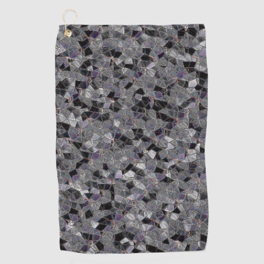 Zwart en grijs mozaïek met gedeeltelijk verwijderd golfhanddoek (Voorkant)