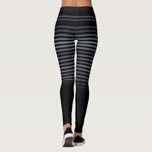 Zwart en grijs of aangepaste kleur gestreept leggings (Achterkant)