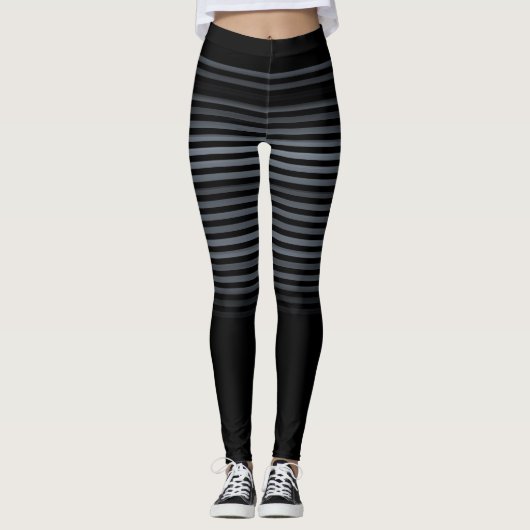 Zwart en grijs of aangepaste kleur gestreept leggings (Voorkant)