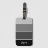 Zwart en Grijs | Ombre Strepen met Script Bagagelabel (Voorkant (verticaal))