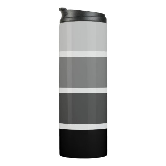 Zwart en Grijs | Ombre Strepen met Script Fleece Thermosbeker (Geroteerd rechts)
