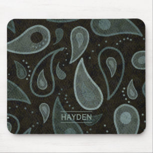 Zwart en grijs paisley patroon gepersonaliseerd muismat