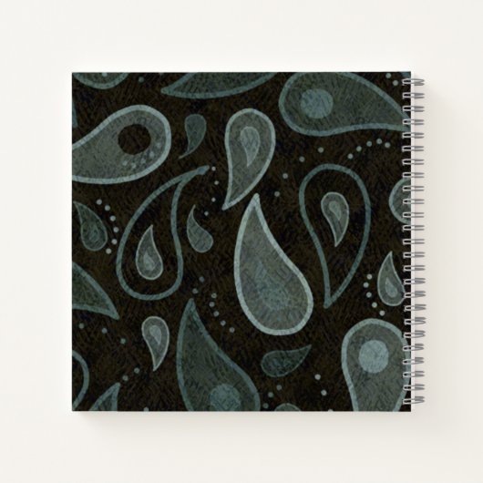 Zwart en grijs paisleypatroon notitieboek (Achterkant)