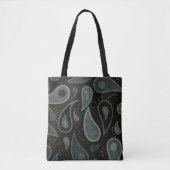 Zwart en grijs paisleypatroon tote bag (Voorkant)
