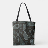 Zwart en grijs paisleypatroon tote bag (Achterkant)