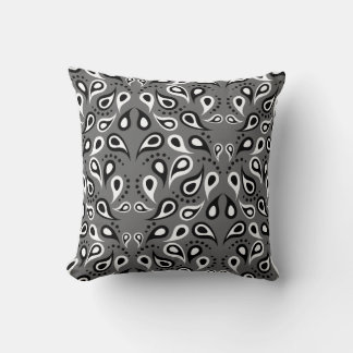 Zwart en grijs paisleyprint kussen