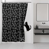 Zwart en Grijs Paw Print Patroon Douchegordijn