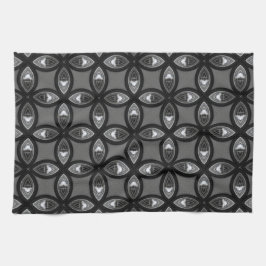 Zwart en grijs petaalpatroon theedoek