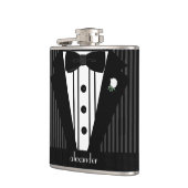 Zwart en grijs Pin Stripe Tuxedo-Wedding Heupfles (Links)