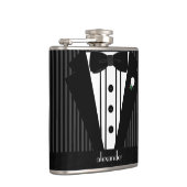 Zwart en grijs Pin Stripe Tuxedo-Wedding Heupfles (Rechts)