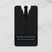 Zwart en Grijs Pinstripe Suit Verticale Accountant Visitekaartje (Voorkant)