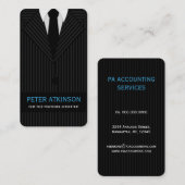 Zwart en Grijs Pinstripe Suit Verticale Accountant Visitekaartje (Voorkant / Achterkant)