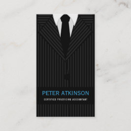 Zwart en Grijs Pinstripe Suit Verticale Accountant Visitekaartje