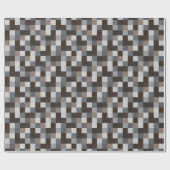 Zwart en grijs Pixelated Patroon Cadeaupapier (Vlak)