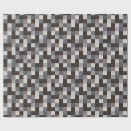 Zwart en grijs Pixelated Patroon Cadeaupapier (Vlak)