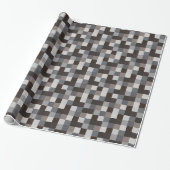 Zwart en grijs Pixelated Patroon Cadeaupapier (Uitgerold)