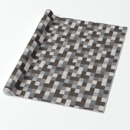 Zwart en grijs Pixelated Patroon Cadeaupapier