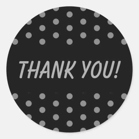 Zwart en Grijs Polka Dots Dank u Ronde Sticker (Voorkant)