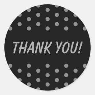 Zwart en Grijs Polka Dots Dank u Ronde Sticker