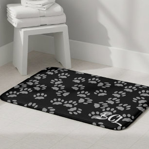 Zwart en grijs pootafdrukpatroon badmat