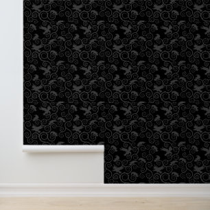 Zwart en grijs Raven Gothic Romantisch Sprookje Behang