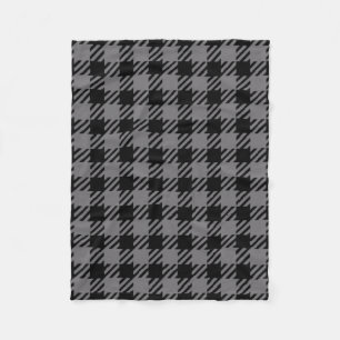 Zwart en grijs ruitpatroon fleece deken