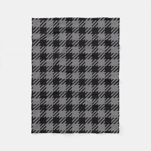 Zwart en grijs ruitpatroon fleece deken (Voorkant)