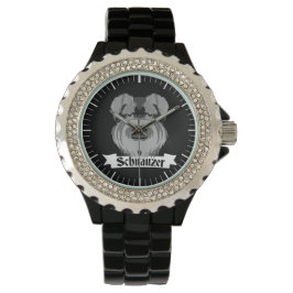 Zwart en grijs Schnauzer Horloge