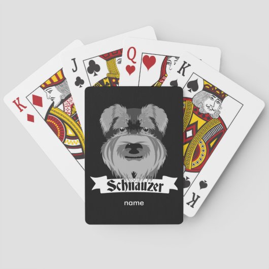 Zwart en grijs Schnauzer Pokerkaarten (Achterkant)