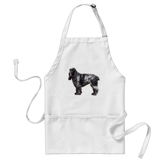 Zwart en Grijs Spaniel Standaard Schort (Voorkant)