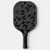 Zwart en Grijs Sparkly Leopard Animal Skin Patroon Pickleball Paddle (Voorkant)