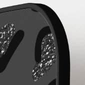 Zwart en Grijs Sparkly Leopard Animal Skin Patroon Pickleball Paddle (Links Detail)