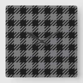 Zwart en grijs speldenpatroon vierkante klok