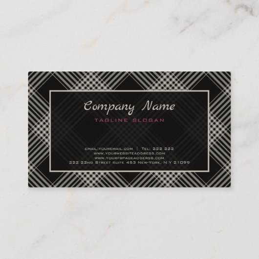 Zwart en grijs speldenpatroon visitekaartje (Achterkant)