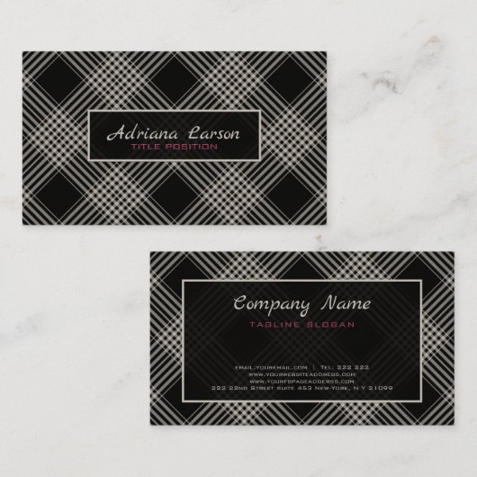 Zwart en grijs speldenpatroon visitekaartje (Voorkant / Achterkant)