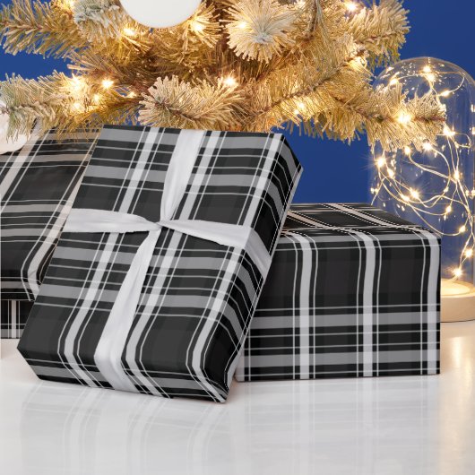 Zwart en grijs speldenstang cadeaupapier (Feestdagen)