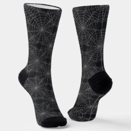Zwart en Grijs Spiderweb Gothic Patroon Sokken