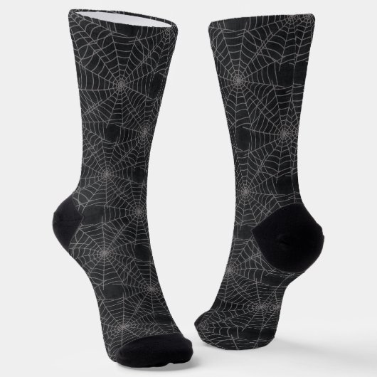 Zwart en Grijs Spiderweb Gothic Patroon Sokken (Gebogen)